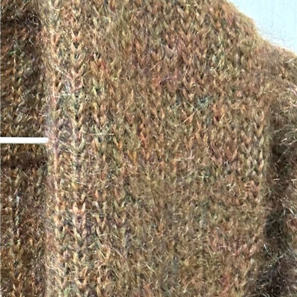 Chunky Brown Multicolor Mohair Cabin Cozy Cardigan Sweater Sz L - Picture 5 of 5